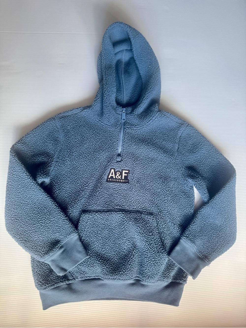 abercrombie kids navy sherpa half-zip hoodie